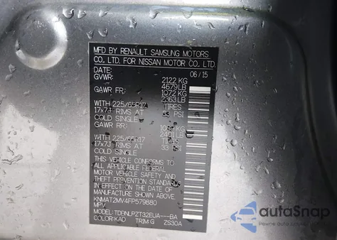 2015 Nissan Rogue S from USA, damaged, VIN KNMAT2MV4FP579880